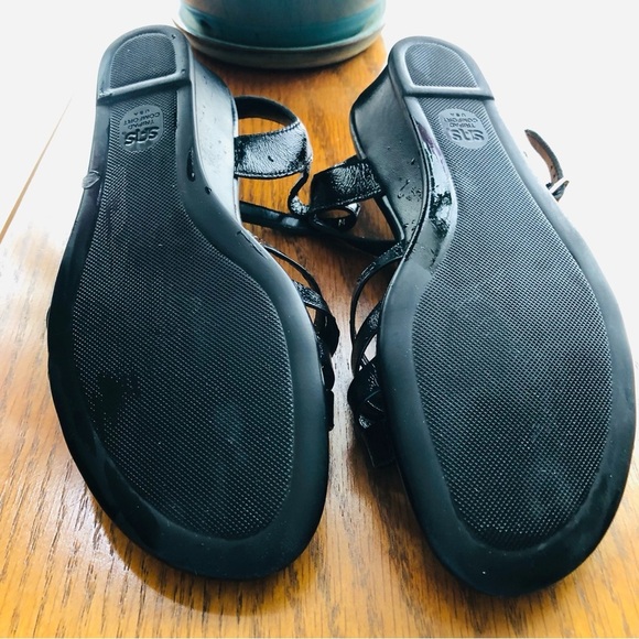 SAS 8 M Strappy Black Patent Leather Comfort Sandals NWOT - Picture 5 of 10